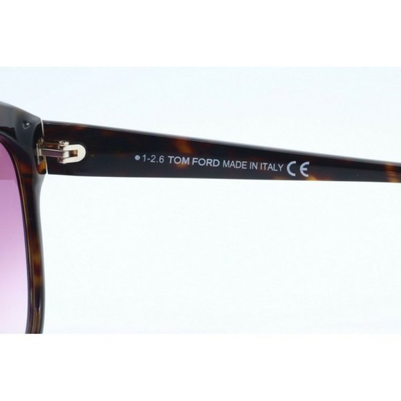 New Tom Ford Livia TF 518 52Z Cat Eye Tortoise Sunglasses Purple Gradient Lenses
